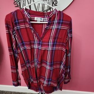 Pull over tunic style flannel shirt